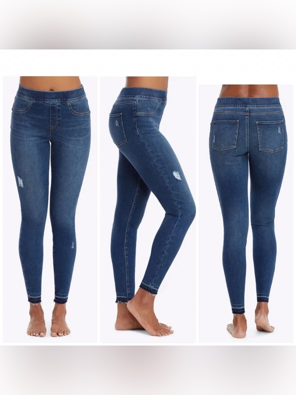 Spanx Jeans Distressed Skinny Jeans Medium Wash